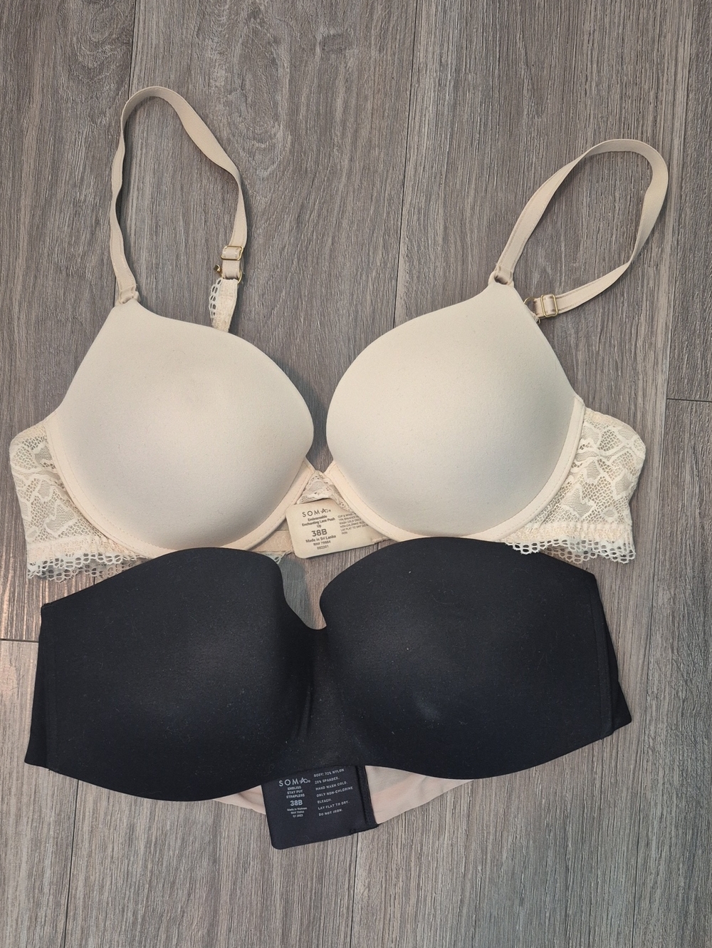 Soma Two-Pack Bras in Ivory and Black